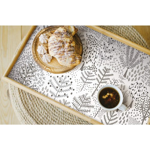 RMK11736RL White and Gray Folklore Trees Gray Peel and Stick Wallpaper - Foto 3 di 9