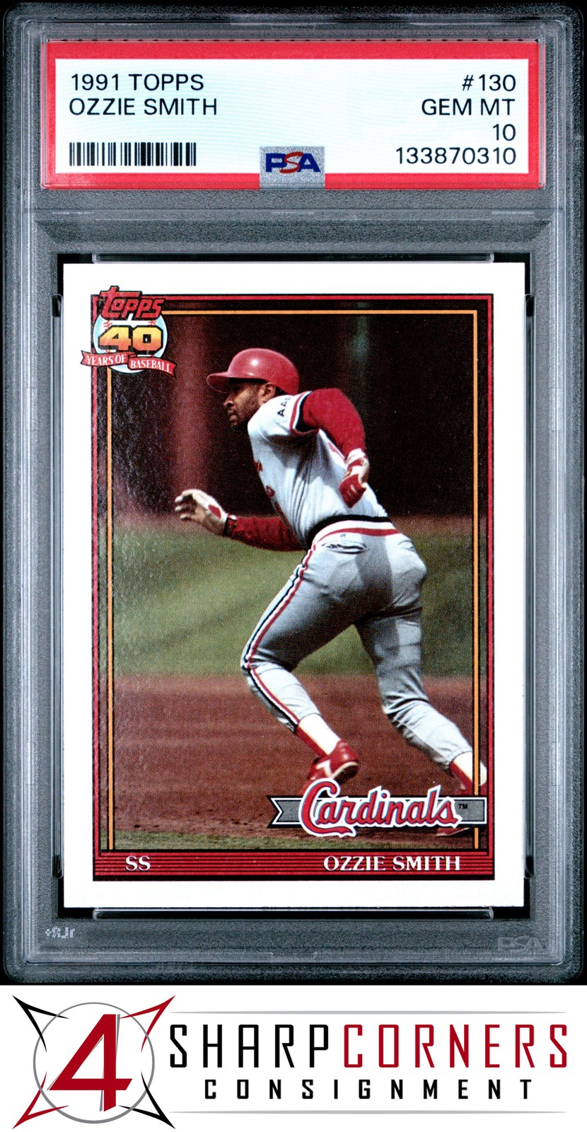 1991 TOPPS #130 OZZIE SMITH CARDINALS HOF PSA 10