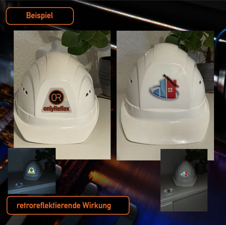Schutzhelm Bauhelm - Helmbeschriftung "Ihr Logo"  reflektierende Aufkleber - Bild 2 von 2