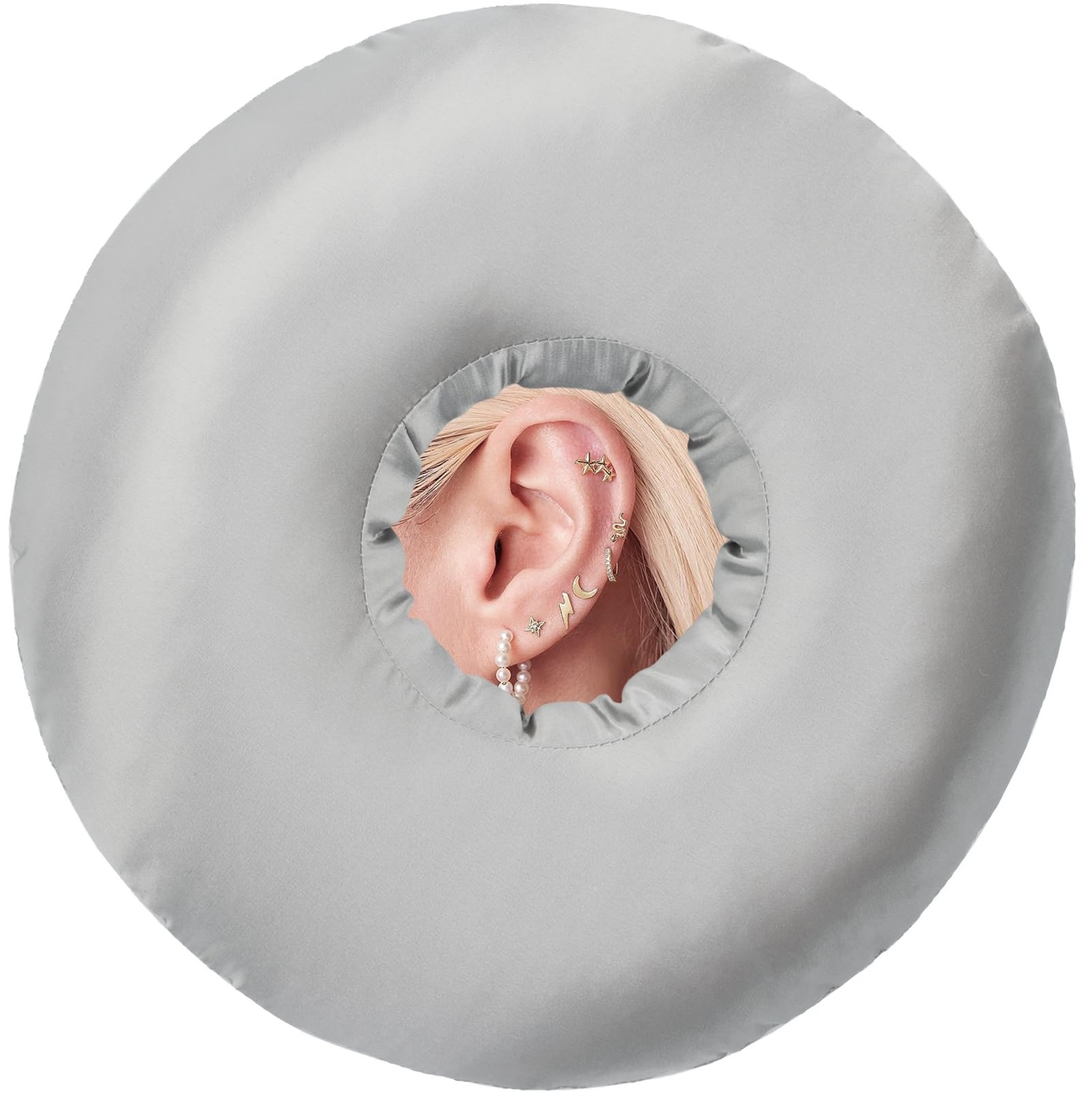 Satin Ear Piercing Pillow for Side Sleepers Silky Piercing Pillows with Ear H...
