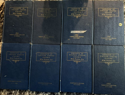 Lot - 8 HANDBOOKS OF UNITED STATES COINS "BLUEBOOKS"  17th to 23rd & 26th YEOMAN