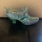 Fenton Glass Slipper Shoe Handpainted Signed Swans Vintage