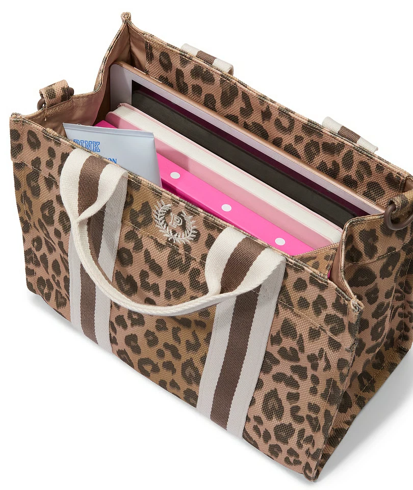 Bolso de Mano Victoria's Secret Rosa Leopardo 8" x 11" Mini Bandolera Lona Nuevo con Etiquetas Foto 3 de 4