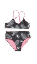 Hurley Kid's Girls Size 12 Two-Piece Halter Bikini Black Swim Suit Pink