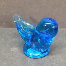Blue Bird Of Happiness Terra Studios Glass Cobalt Blue Signed Leo Ward 2005