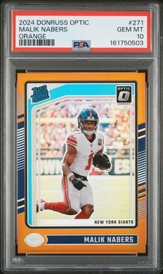 2024 Donruss Optic Malik Nabers Orange Rated Rookie #271 PSA 10 GEM MINT Giants
