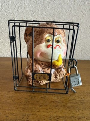 VINTAGE ''Monkey In A Cage'' Piggy bank
