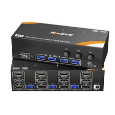 USB 3.0 KVM Switch 3 Monitore 3 Computer Displayport HDMI, KVM Switch Triple Mo