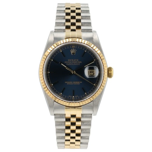 Rolex Datejust Blue Dial Gold & Steel 36mm Automatic Movement Mens Watch 16233