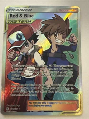 RED AND BLUE TEAM Trainer Textured Holographic Custom Art Foil TCG Card