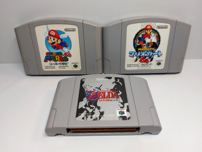 3 lot Mario Kart Mario 64 Zelda Ocarina of Time ROM set Nintendo64 N64 Japan ver