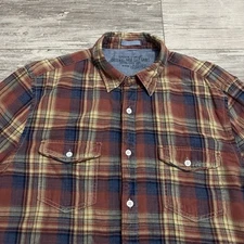 True Grit Shirt Mens Medium Western Button Up Plaid Flannel Long Sleeve EUC