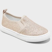 Cat 7 Jack Toddler Girl s Pink Glitter Slip On Shoes, size 5