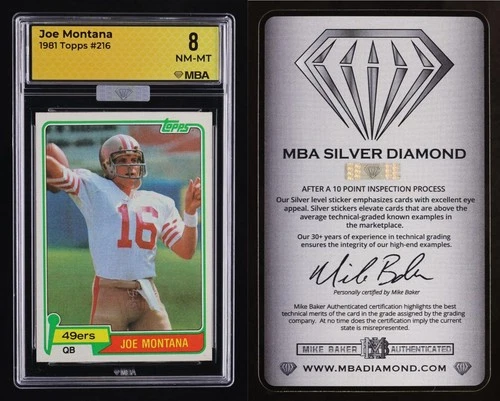 1981 Topps: #216 Joe Montana MBA 8 NM-MT, Silver - Superior Eye Appeal