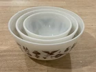 Vintage Pyrex “Early American” Pattern 3 Piece Mixing Bowl Set No. 401. 402, 403