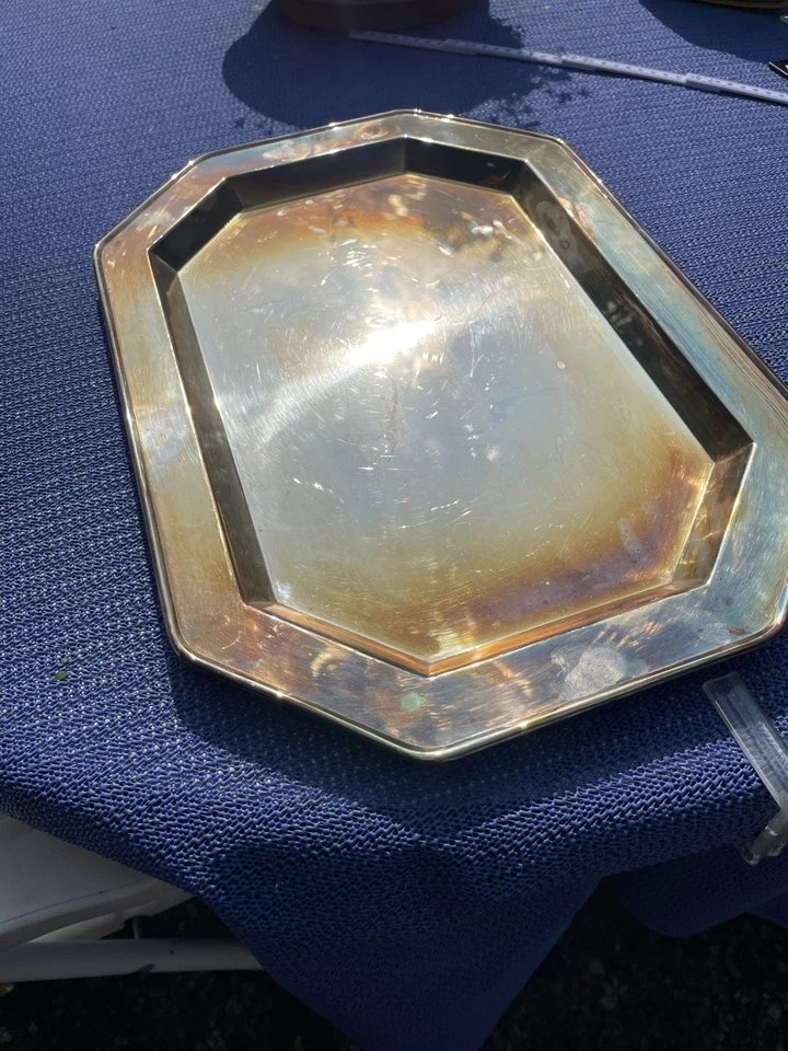 Tablett, Silber, Edzard, nicht magnetisch, rechteckig, gebraucht, angelaufen - Bild 3 von 4