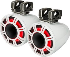 KICKER 44KMTC114W MARINE/BOAT 11" WAKEBOARD TOWER SPEAKERS W/LED LIGHT WHITE
