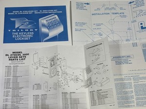 Trilogy T2 model DL 2700/DL 3000 Installation Instructions, Template, Parts List