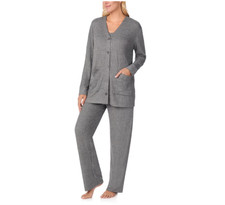 Cuddl Duds 3 PC Gray LOUNGE SET Pajamas Cardigan/Tank Top/Long Pants XXL NWT