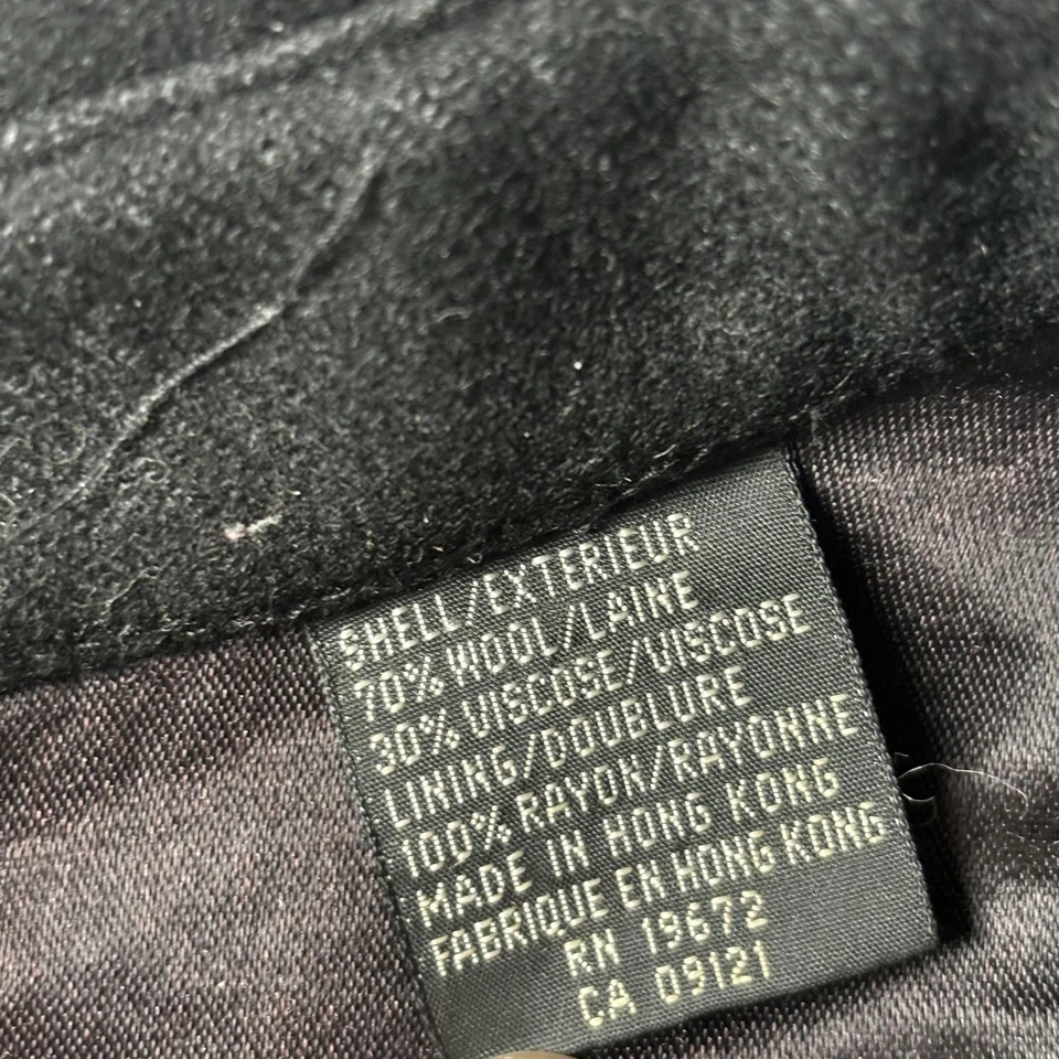 Jhane Barnes Jacket Mens Small Black Wool Blend Bomber Ribbed Hem Button Front - Image 3 of 4