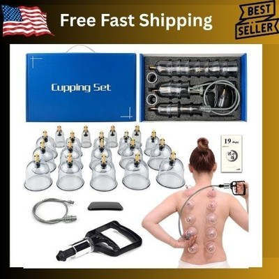 Cupping Therapy Set 19 Massage Cups for Back Pain Relief Physical with Hand Pump