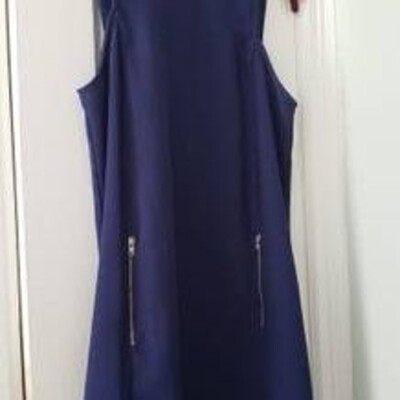 Womens M One Clothing Los Angeles Sleeveless Shift Dress Navy Blue Medium Zipper