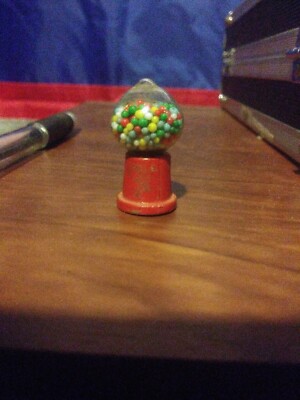 Miniature Dollhouse FAIRY GARDEN Accessories ~ Small Red Metal Gumball Machine