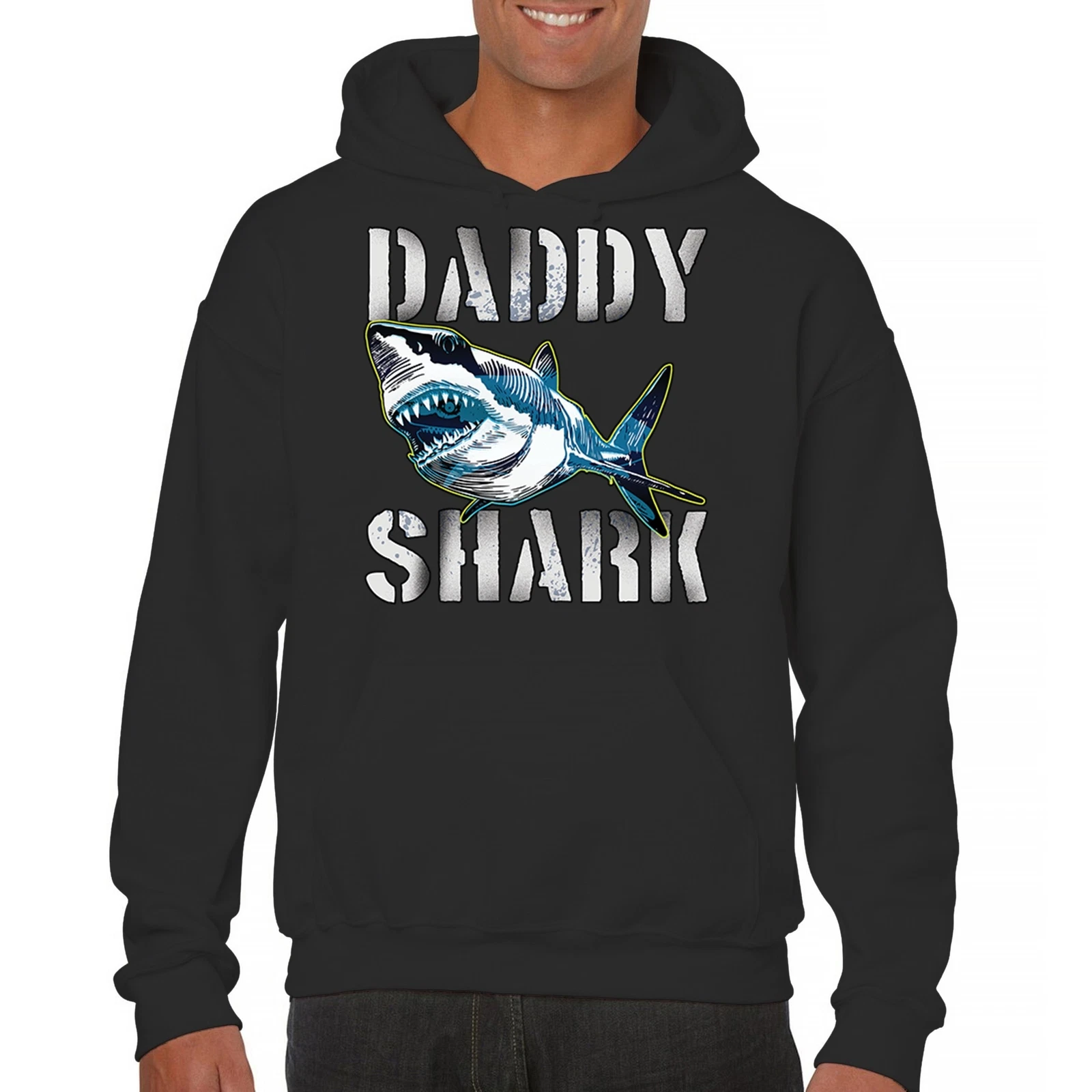 Daddy Shark Funny Father's Day Sweatshirt Funny Dad Joke Grandpa Papa Hoodie