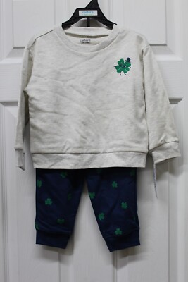 Carter's Child of Mine Toddler Boy St. Patrick's Day Outfit Set-Blue/Grey-2T-NWT