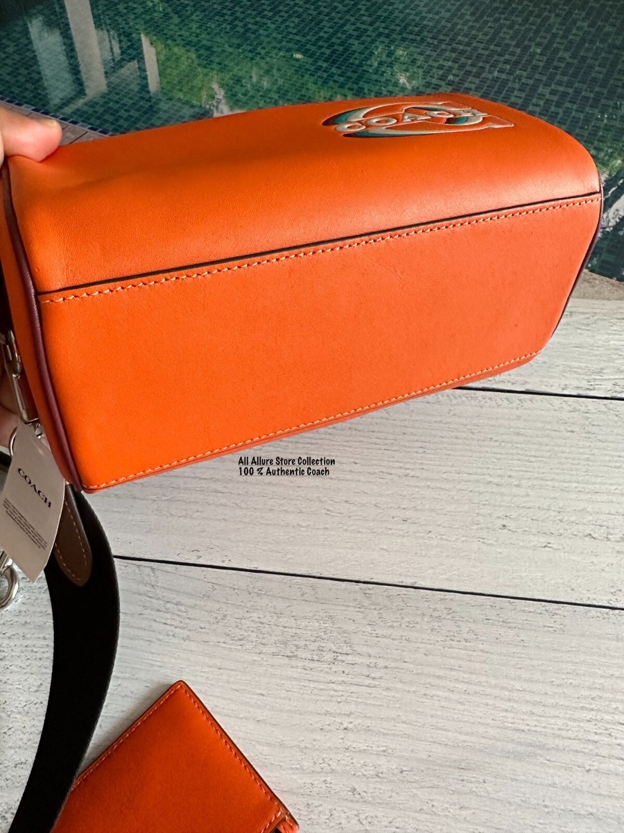 NWT Coach CJ674 Axel Crossbody In Smoother Leather Bright Orange