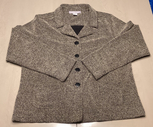 Modern Soul Women's Large Blazer Jacket Coat Black White Polyester Rayon Spandex