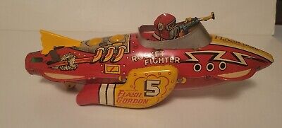 VINTAGE 1930's MARX TIN WINDUP FLASH GORDON ROCKET FIGHTER KING FEATURES Gd  Cond