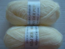 Filatura Lanarota Powder Puff mohair blend yarn, cream, lot of 2 (150 yds each)