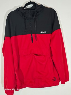 Bershka Reflective Jacket Mens Medium Red Black Half Zip Mesh Long