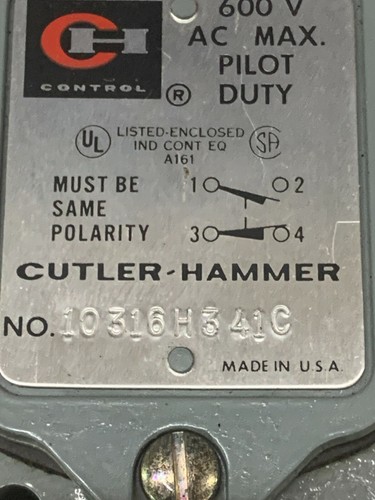 USED CUTLER-HAMMER LIMIT SWITCH 10316H341C - Picture 2 of 5