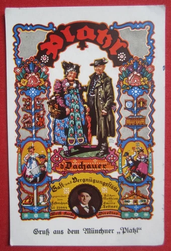 Genuine Artist card field post German Reich Münchner Platzl inn 1941