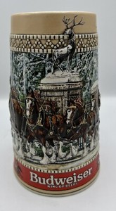 Budweiser Anheuser Busch Clydesdales Beer Stein 1987 C Series Ceramarte 6.5"