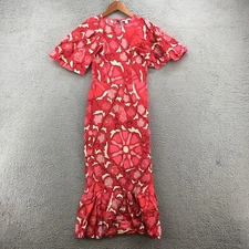 Rhode Maxi Dress Womens 00 Multicolor Floral Bell Sleeves Pull On Casual New