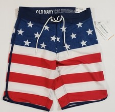 NEW Old Navy Shorts Adult Mens 28 Swim Board California American Flag