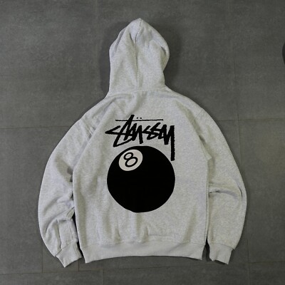 BRAND NEW STUSSY 8 BALL ZIP HOODIE ASH HEATHER - LARGE | eBay