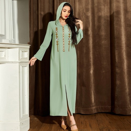 Moroccan Women Muslim Abaya Hooded Long Dress Dubai Kaftan Islamic Arab Robes - Afbeelding 7 van 62