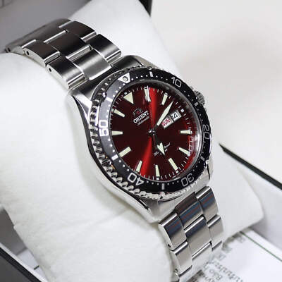 Orient Kamasu Maroon Dial Men's Stainless Steel Diver Watch RA