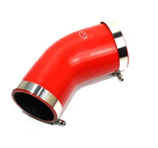 4-Ply 3.5"-4" ID 45 Degree Reducer Elbow Silicone Hose + T Bolt Clamp RED