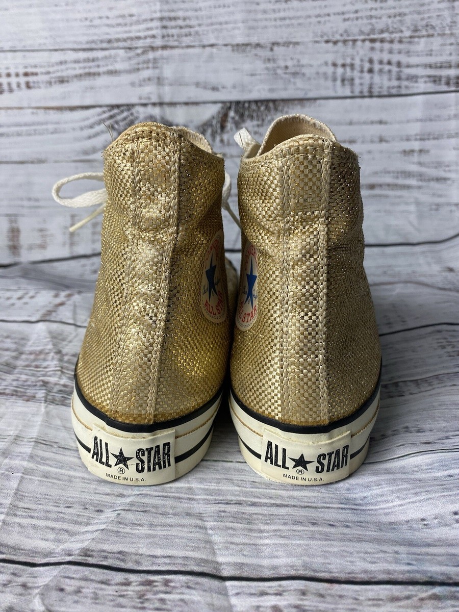 Converse Vintage Chuck Taylor Gold Metallic Made In USA Men’s Size 8 Women’s 10 Chuck Taylor All Star Metallic Unisex High Top Shoe  main image 3