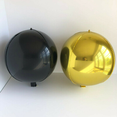 Brand New 18'' Sphere Orb Round Balloons Black & Gold Party Balloons