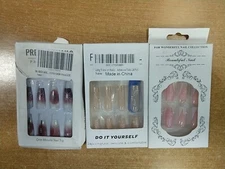 3 Boxes of 24: Coffin Shaped Press On Nails, (11D-1828)