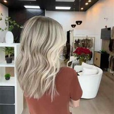 14 Inches Ombre Ash Blonde Brown Colored Brazilian Remy Human Hair Lace Front
