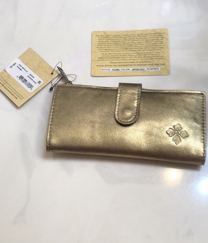 Patricia Nash Nazari Distressed Metallic Leather Bifold Wallet Antique Gold NWT - Picture 7 of 15