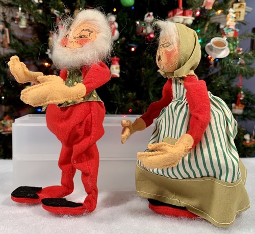 Lot of 2 VTG 7” Annalee Mobilitee Posable 1964 SANTA & 1966 MRS CLAUS: Christmas - Picture 7 of 15
