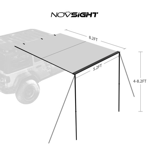 NOVSIGHT Auto Seitenmarkise SUV Dachzelt Sonnenschutz Dach Reise Camping 5,2*8,2ft - Bild 2 von 10